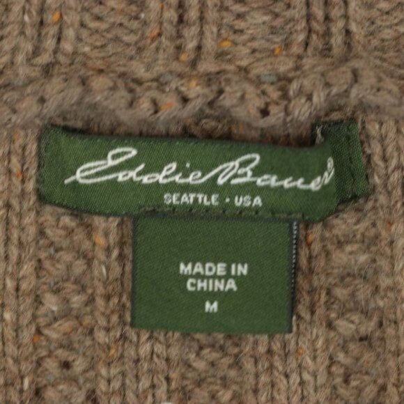 Eddie Bauer Women's Medium Brown Angora Blend Ribbed Button Up Cardigan - Picture 6 of 7